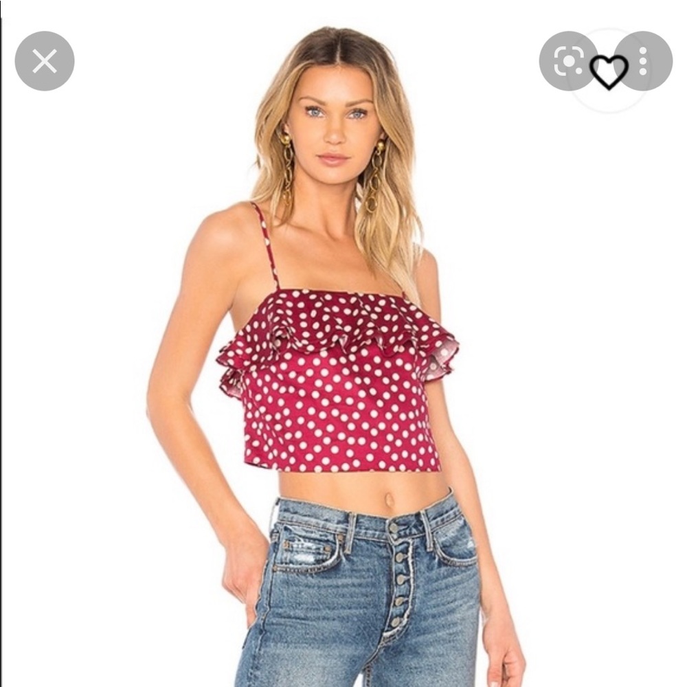 Red/White polka dot crop tank